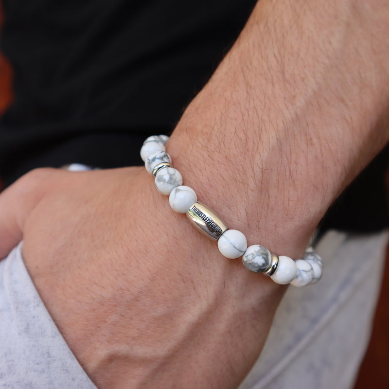 Howlite Gemstone Motivational Bracelet for Men and Women